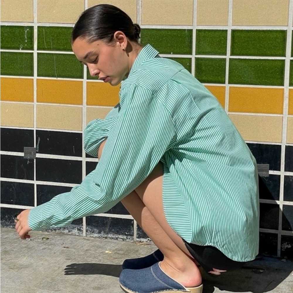 Lisa Says Gah Kelly Stripe Button Down / S